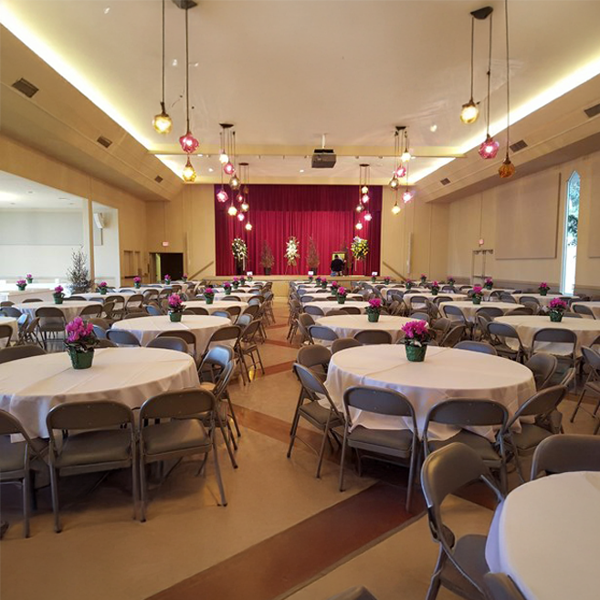 Decorated event hall interior